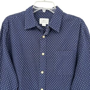 Surfside Supply Polka Dot Button Down Shirt Mens L Casual Navy Cotton
